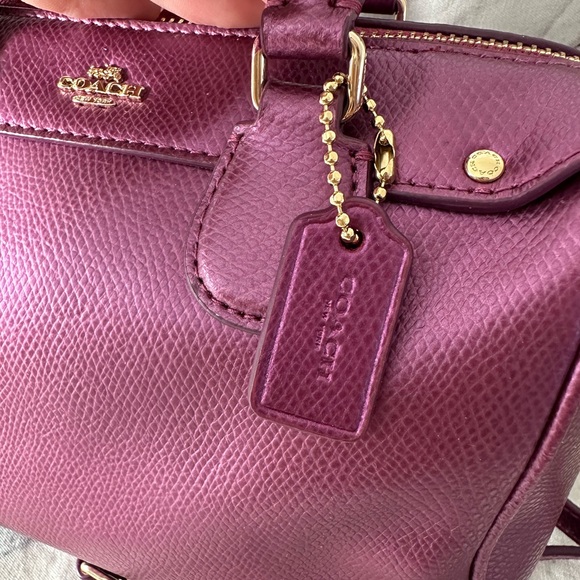 Coach baby Bennett Satchel Crossgrain Leather New without tag metallic pink - Picture 7 of 13